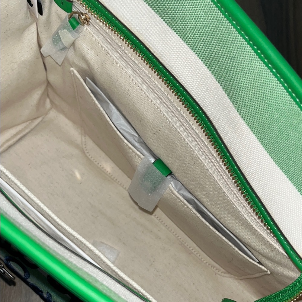 *SOLD* Kate Spade Green and White Cabana Tote - Picture 7 of 12